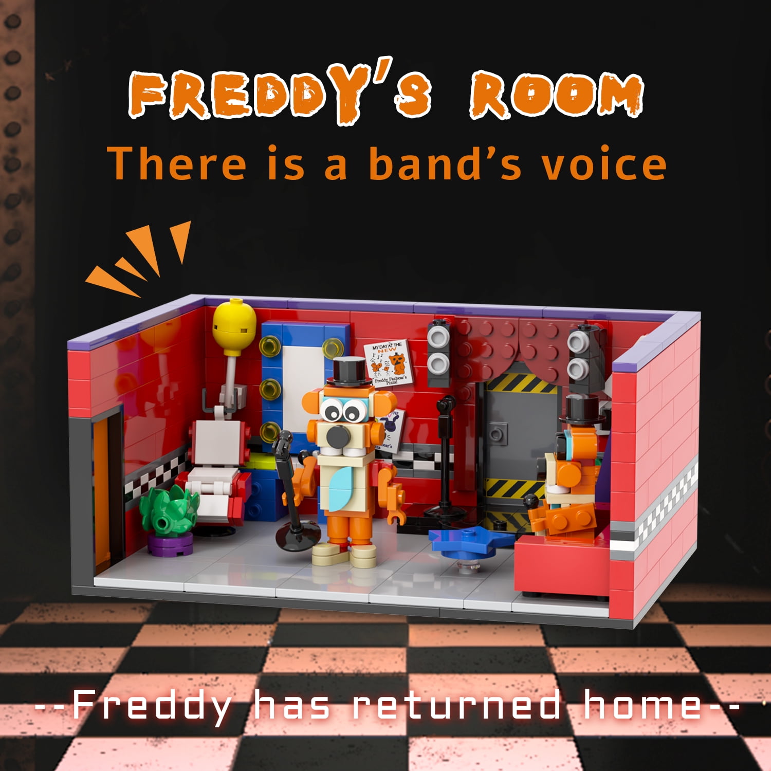 MOOXI Five Nights Security Breach Freddy Dressing Room Building Set,FNAF Classic Horror Game Scene Kit Compatible with Lego,Gifts for Kids(521pcs)