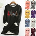 thumbnail image 3 of Tejiojio Women Warm Sherpa Lined Fleece Crewneck Sport Christmas Print Velvet Sweatshirt Pullover Loungewear Underwear Top, 3 of 5