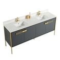 thumbnail image 3 of Fine Fixtures Oakville 72 in. W x 20 in. D x 33 in. H Bathroom Vanity in Onix Grey with White Ceramic Sink - Satin Brass hardware, 3 of 8