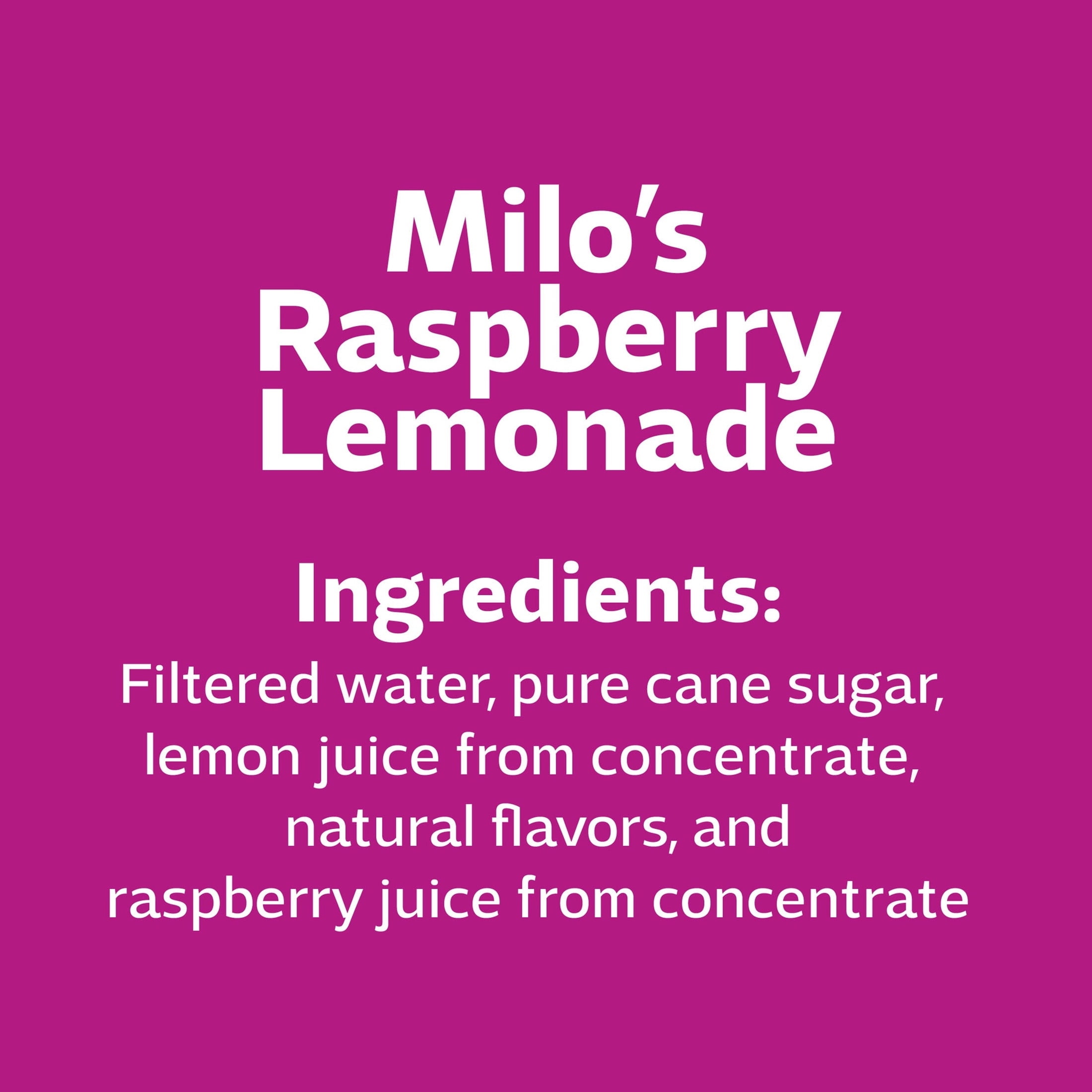 Milo's Raspberry Lemonade, Refrigerated Juice Drink, 20 fl oz Bottle, 100% Natural, No Preservatives, Made Fresh Daily