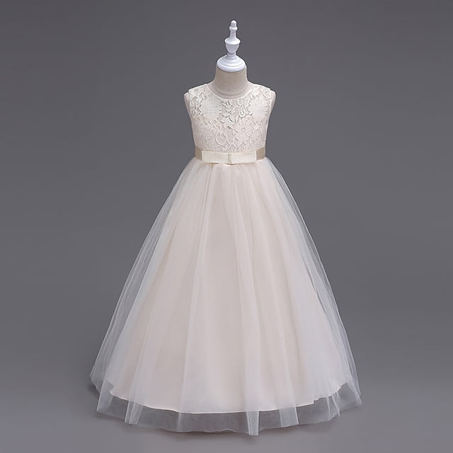 Vestido de princesa de encaje de cintura alta, vestido de malla, vestido infantil, disfraz de niña de las flores para boda