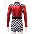 thumbnail image 4 of YEAHDOR Kids Girls Halloween Racing Driver Costume Sequins Checkerboard Print Jumpsuit Red-A 14, 4 of 7