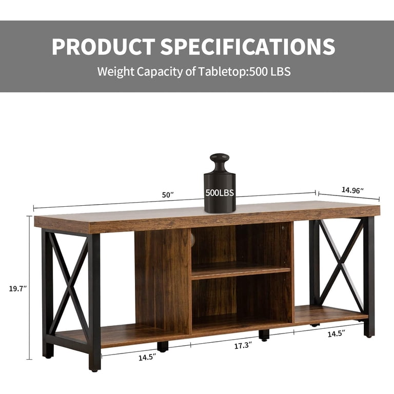 Reliancer Farmhouse TV Stand for TVs up to 55", Rustic Brown photo 6
