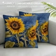 thumbnail image 3 of COMIO  Flower Throw Pillow Covers Watercolor Blue Background with Rose Sunflower Poppies Floral Blossom Plant Pillow Cases Farmhouse Decorations Cushion Cover, 3 of 5