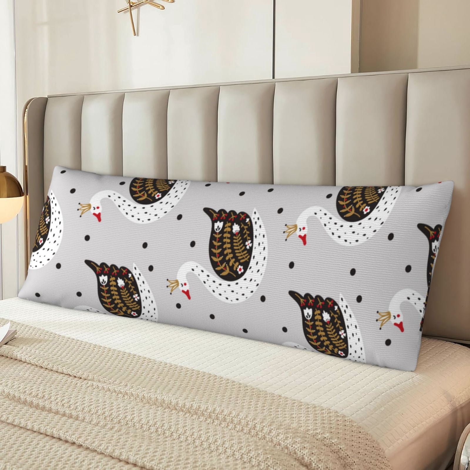 Naloa Cute Swan Super Soft 20x60 Body Pillow Case,Long Side Hidden Zipper（PILLOWS ARE NOT INCLUDED）