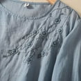 thumbnail image 5 of 3/4 Sleeve Shirts for Women 2025 Lightweight Loose Fit Embroidery Crewneck Cotton Linen Tshirt Shirt Blouse Tops, 5 of 8