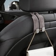 thumbnail image 4 of 2pcs Leather Car Seat Headrest Hooks with Phone Holder, Multifunctional Backseat Organizer Hanger, Durable Storage Hook for Wallets, Bags & Purse, Easy Install Auto Accessory for Car Interior, Gray, 4 of 5