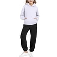 thumbnail image 2 of Piuwrlz 2pcs Hood Jogger Set Children's Girls Sweatsuits Sets Pocket Round Neck Hoodies and Sweatpants White Size 7 Years, 2 of 6