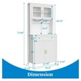 thumbnail image 2 of 72" Kitchen Pantry Cabinet with LED Lights & Outlets, Microwave Stand, Tall Storage Organizer - Wood Grain Finish, Glass Doors, 2 of 9