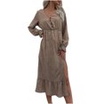 thumbnail image 1 of Vestido largo de fiesta de manga larga con cuello en V y estampado de leopardo informal para mujer a la moda Fridja  NMB4723, 1 of 8