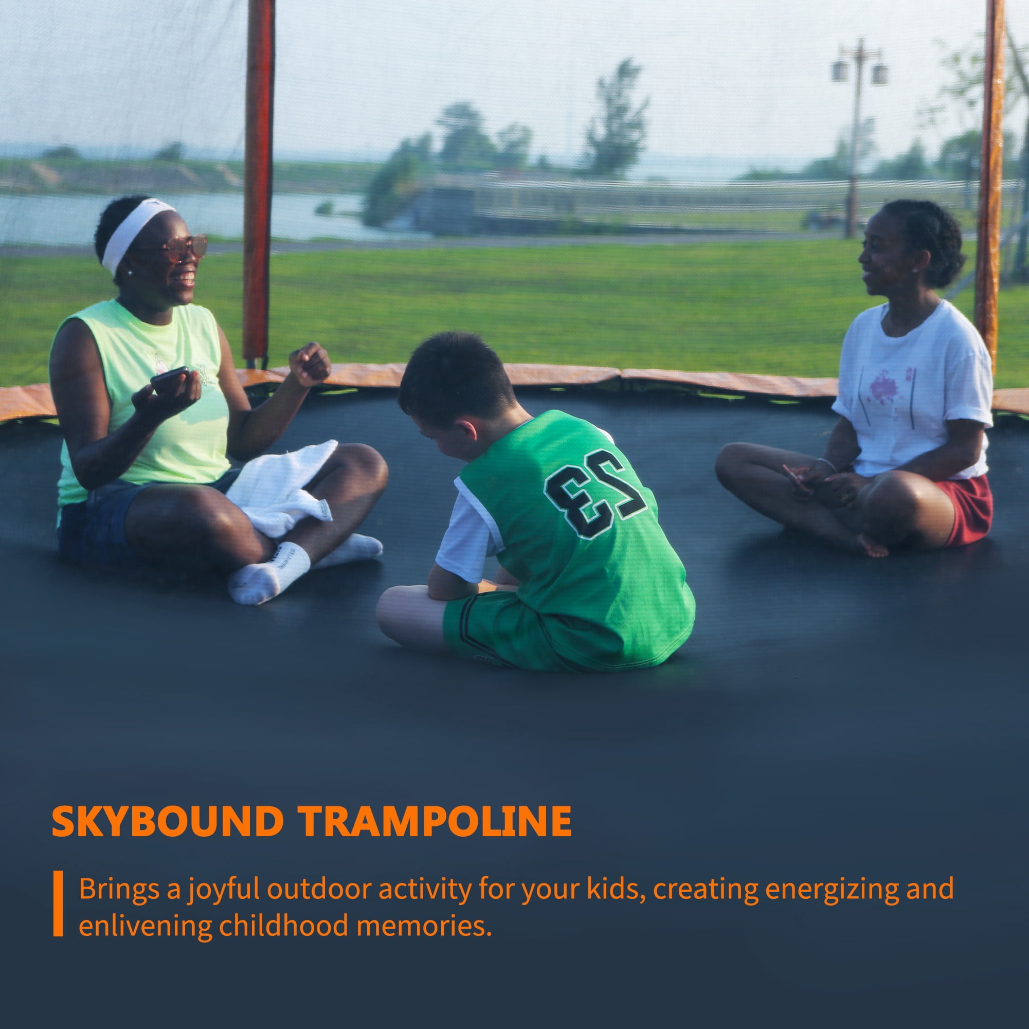SkyBound 14ft Toddlers Trampoline, Outdoor Trampoline for Kids and Adults with Safety Enclosure Net , Orange