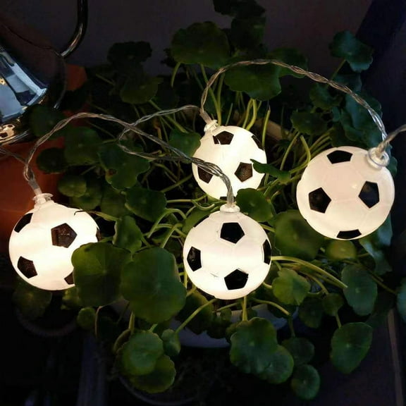 Soccer String Lights, 59 Inch 10 LED Ball Indoor Battery Operated LED String Lights, Sport Theme Party Decorative Lights, Birthday Decoration Gift