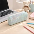 thumbnail image 6 of Hyknon Pencil Pouch Bag, Soft Gradient Rainbow Knitted Pencil Case, Large Capacity Cozy Striped Fabric Zipper Pen Pouch, Portable Lightweight Aesthetic Makeup Bag for Daily Daily Campus Office, Blue, 6 of 7