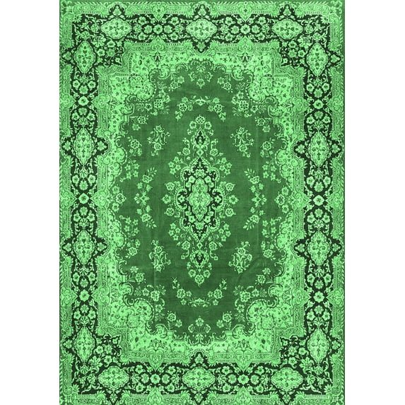 Ahgly Company Indoor Rectangle Medallion Emerald Green Traditional Area Rugs, 2' x 3'