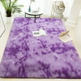 thumbnail image 5 of Homore Super Soft Tie Dye Velvet Rugs for Living Room Bedroom,Fluffy Carpet For Office Home Decor,5"x8",Purple, 5 of 7