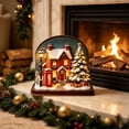thumbnail image 5 of Christmas Village House LED Lighted Wooden Figurines, Painted Wood Light Up Xmas Cottage Desktop Ornament, Winter Snow House Tabletop Decor for Mantel, Home Holiday Decoration, 5 of 6