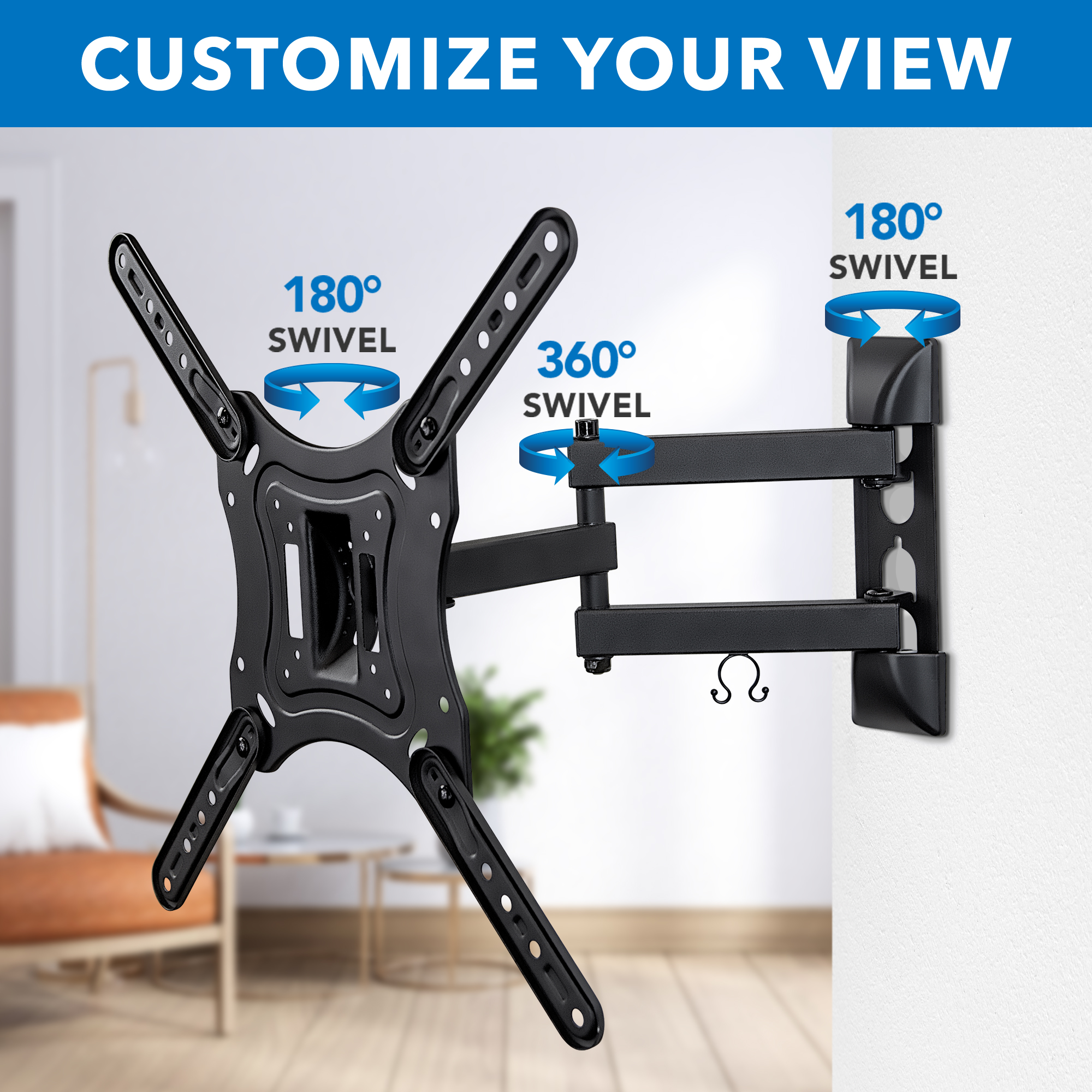 Mount-It! Full-Motion TV Wall Mount with 180° Swivel Arm photo 5