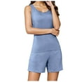 thumbnail image 4 of ZRBYWB Women's Pajama Set Female Spring Summer Casual Sleeveless Solid Color Padded Tank Top Shorts Set Home Pajama Sets Nightwear, 4 of 4