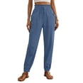 thumbnail image 2 of Cotton Linen Pants for Women Loose Fits Drawstring Elastic Waist Tapered Leg Pant Womens Summer Casual Solid Plus Size Relaxed Lightweight Breathable Trousers, 2 of 6