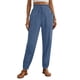 thumbnail image 3 of TaTaai Women's High Waist Linen Tapered Pants Loose Fit Full Length Casual Trousers with Elastic Drawstring Waistband Side Pockets and Cuffed Ankle Solid Color Gift, 3 of 6