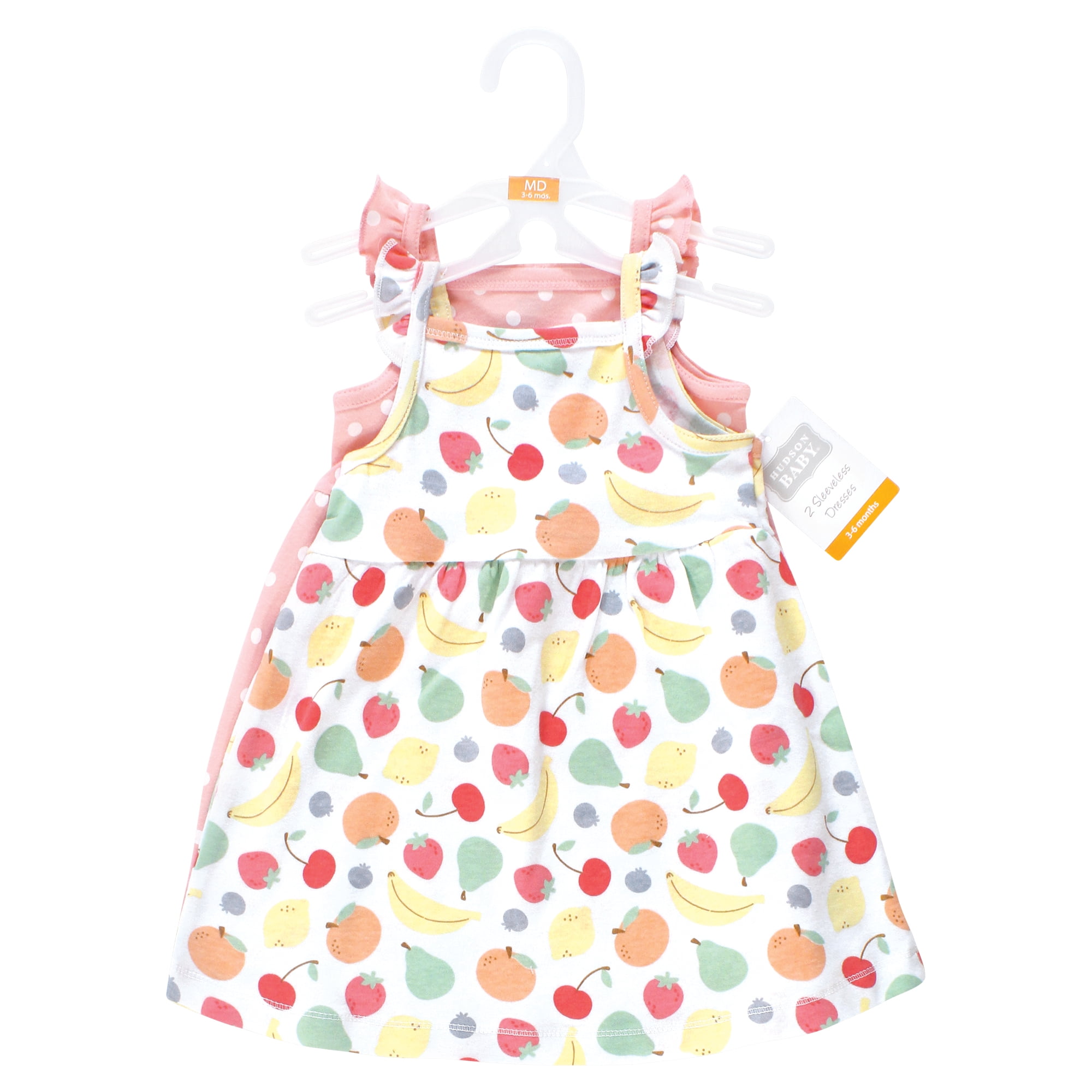 Hudson Baby Girls Cotton Dresses, Cutie Fruit, 3-6 Months