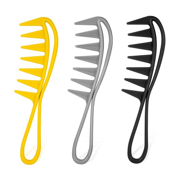 Tutuviw 3 Pcs Wide Tooth Comb,Professinal Salon Large Tooth Combs Wide Tooth Curl Comb Plastic Curly Hair Massage Hairdressing Shark Teeth Hair Hairstyle Combs for Dry Wet Long Thick Hair