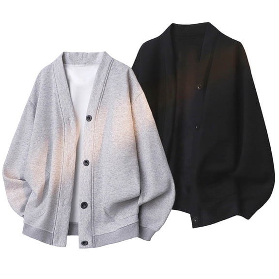 Bixock Men Knit Cardigan Jackets, Knit Outerwear Jackets for Men, Men's Solid Color Long Sleeve V Neck Button Pocket Casual Warm Knit Cardigan Outerwear Jackets