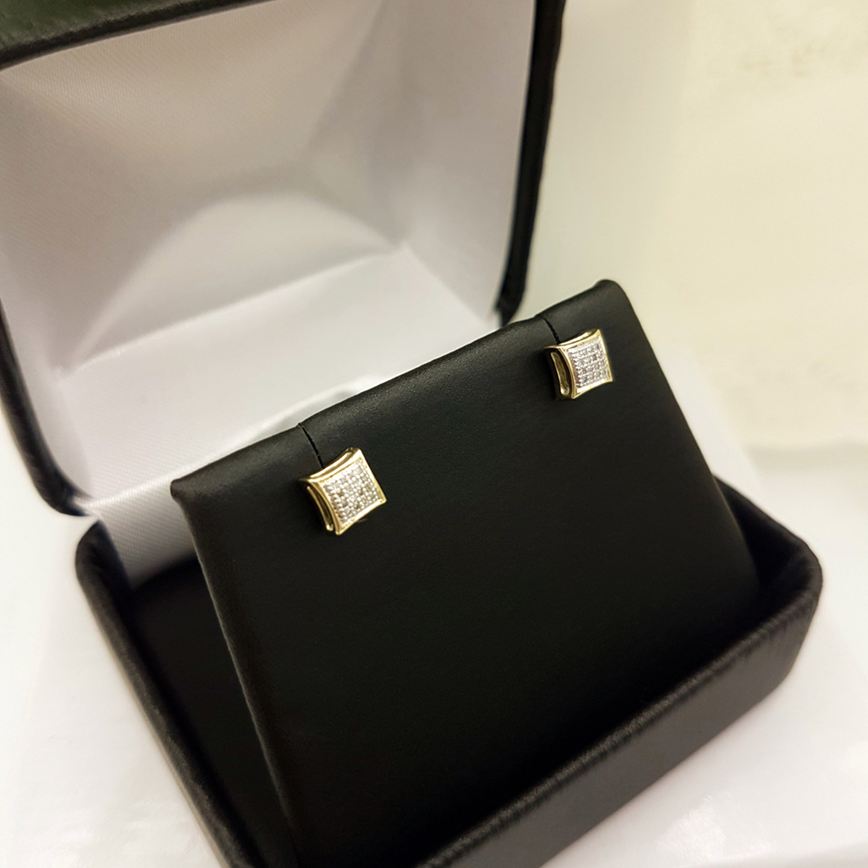 Dazzlingrock Collection 0.05 CT Round White Diamond Kite Stud Earrings For Men in 10K Yellow Gold