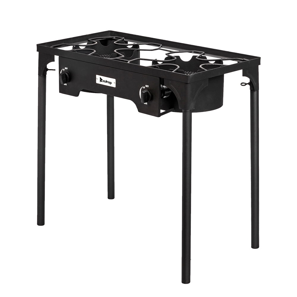 Topcobe Portable Propane Gas Cooker, Iron Cast Patio Burner, Outdoor Stove for Camp Cooking (Double Burner 150000-BTU)