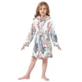 thumbnail image 6 of FORMRS Niños Bathrobe Unisex Hooded Robe Soft Plush Pajamas Sleepwear, Size 7-9T, White Sea Plants, 6 of 7