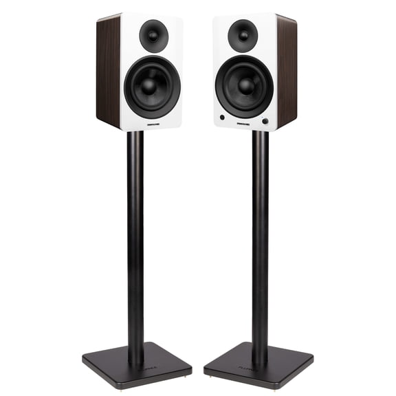 Fluance Ai61 Powered 2-Way 2.0 Stereo Bookshelf Speakers with Speaker Stands 6.5" Drivers 120W Amplifier for Turntable Bluetooth 5 Wireless Music Streaming - RCA Optical USB & Sub Out (White Walnut)