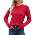 thumbnail image 7 of Miluxas Women's Fall Winter Oversized Pullover Sweater Trendy Crew Neck Long Sleeve Solid Casual Warm Knit Tops Red M(M), 7 of 7