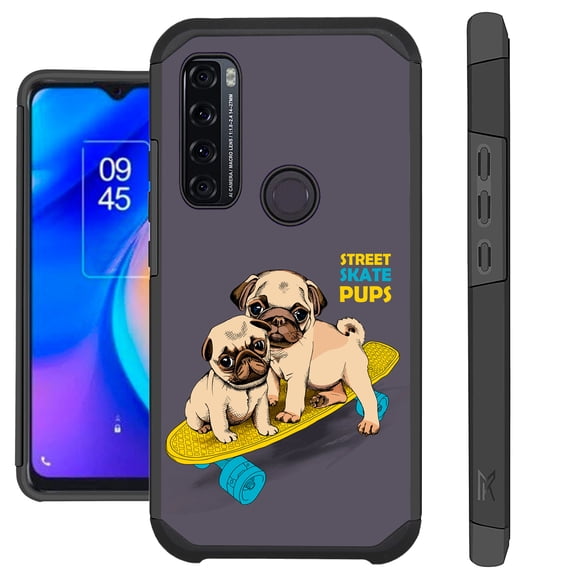 Compatible with TCL 20XE Hybrid Fusion Guard Phone Case Cover (Skate Pug)