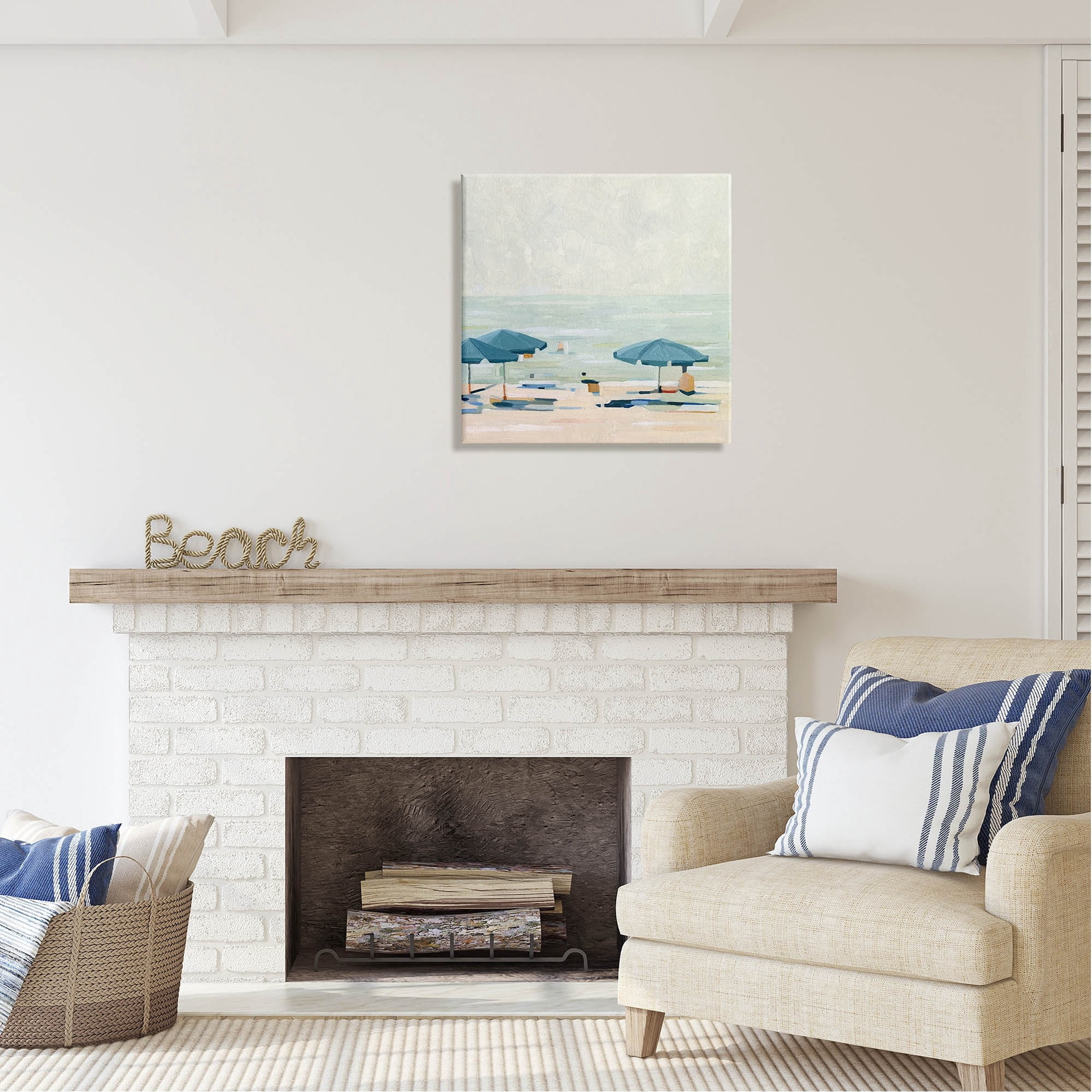 Stupell Industries Abstract Beach Umbrellas on Shore Coastal Painting Gallery Wrapped Canvas Print Wall Art