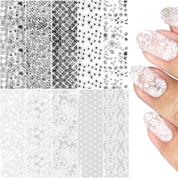 Lámina de transferencia de uñas SmallCat, 10 hojas para uñas acrílicas DIY