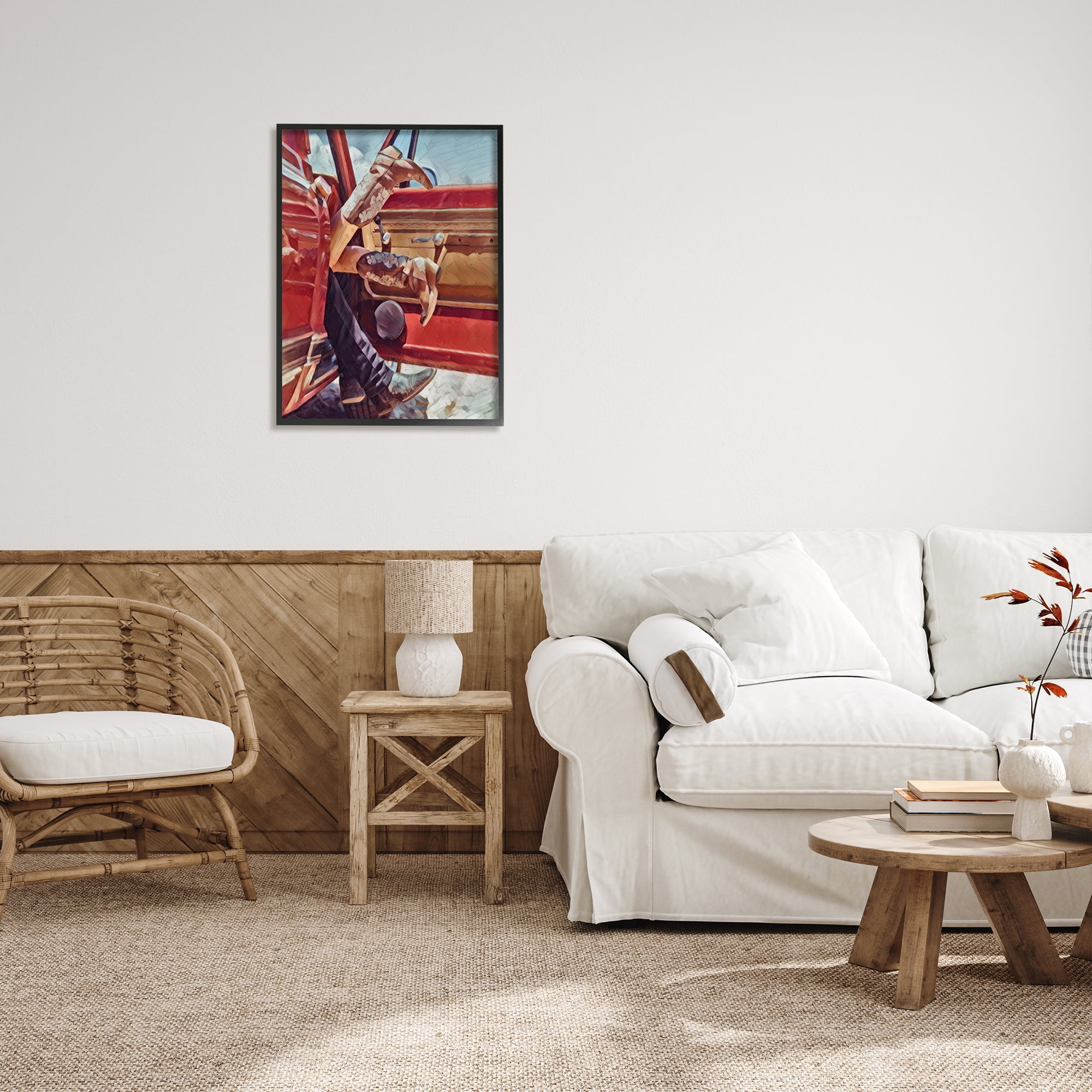 Stupell Industries Romantic Cowboy Boots Couple Transportation Painting Black Framed Art Print Wall Art, 24 x 30