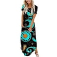 thumbnail image 2 of Xixinqiwan Women's Short Sleeve Crew Neck Long Dress with Pockets,Summer Beach Flowy Dress, 2 of 5