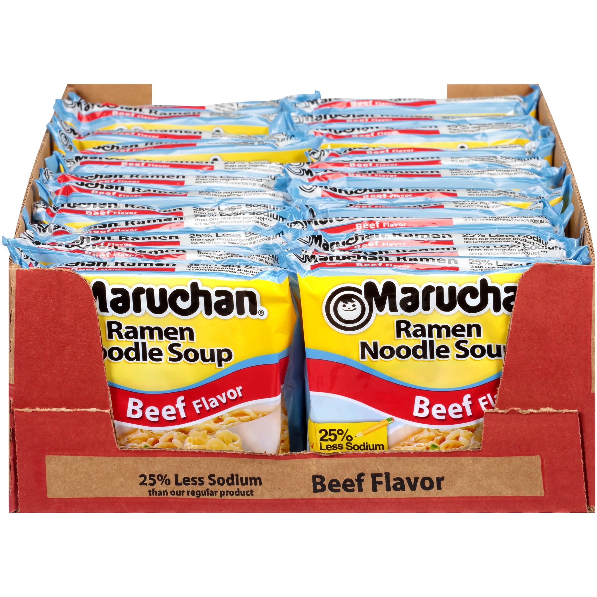 Maruchan Beef Flavor 25% Less Sodium Ramen Noodle Soup 24-3 oz. Bags
