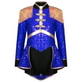 thumbnail image 3 of renvena Kids Girls Circus Jumpsuit Drummer Major Uniform Long Sleeve Fringe Epaulet Sequins Bodysuit Royal Blue 8, 3 of 7