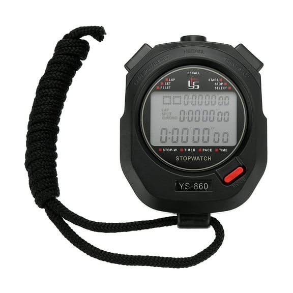 Sport Stopwatch Timer 60 Lap Memory 0.01 Second Timing Stop Watch Alarm Clock for Coach Black