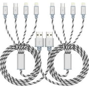 10ft 4-in-1 Multi Charging Cable, 3.5A, Dual Lightning/Micro USB/Type C