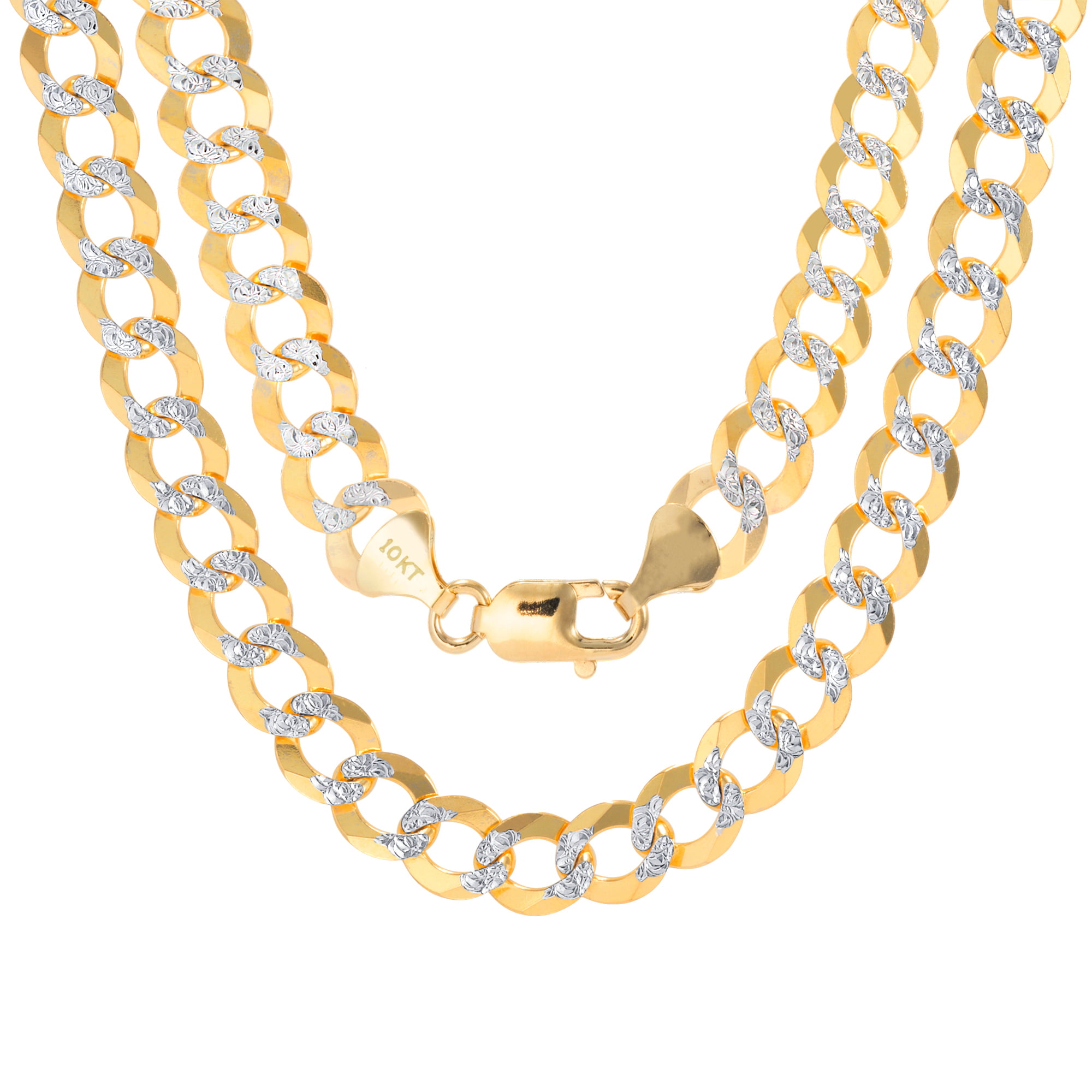 Wholesale 10mm Concave Cuban link Chain Diamond Cut Necklace 14k Gold Plated