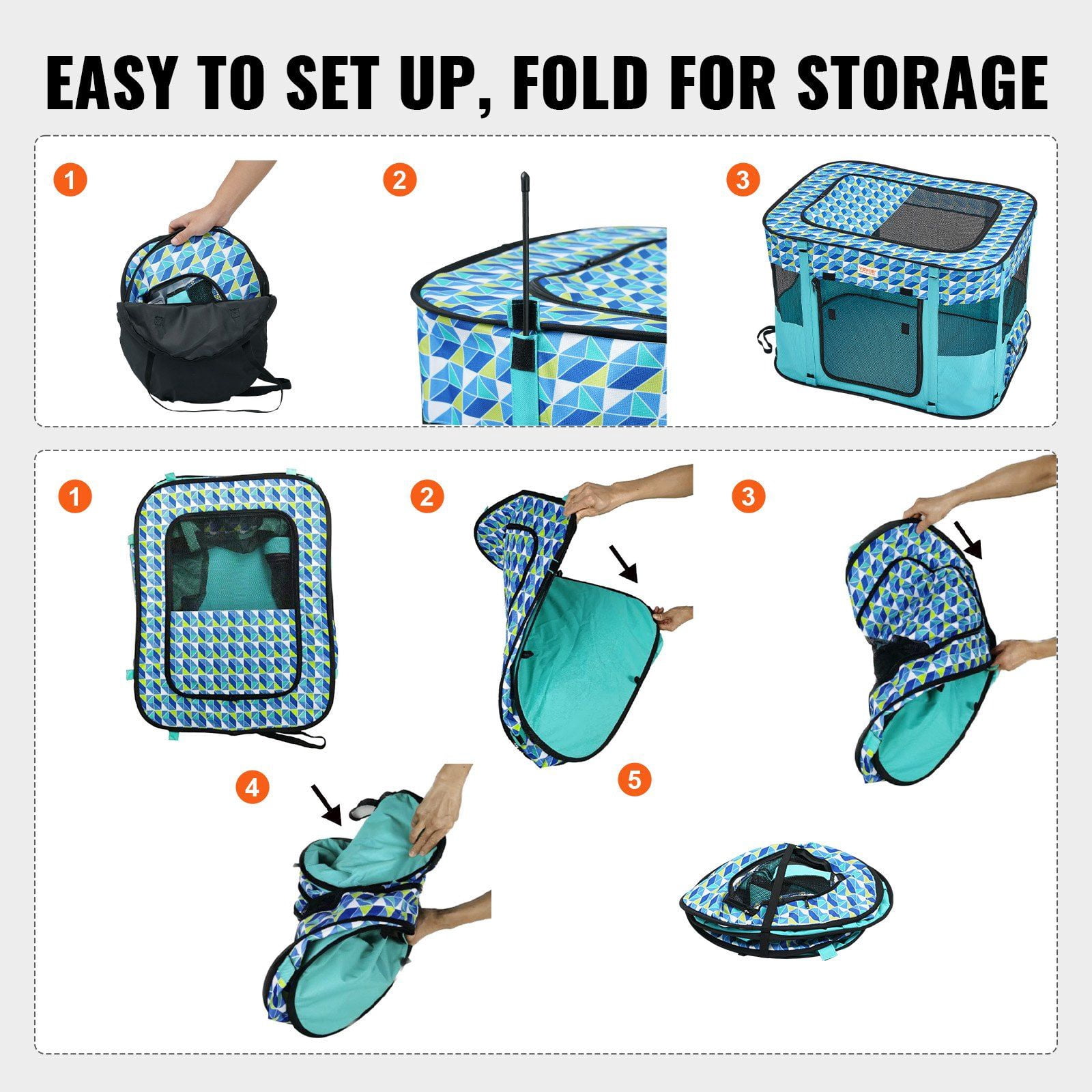 Foldable Portable Pet Playpen 32x24x22 Inches Waterproof 600D Oxford Cloth Removable Zipper Crate Kennel for Puppy Dog Cat Indoor Outdoor Travel Camping Rectangle Small