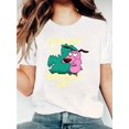 thumbnail image 1 of [100% Cotton Casual Crew Tee] Cartoon Dog Graphic T-Shirt, Cotton 100%, Casual Crew Neck, Medium Stretch Knit Fabric, Summer Top for Adults, 1 of 7