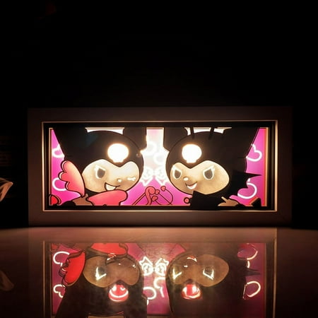 

Kawaii Anime Sanrio Kuromi Hello Kitty Cinnamoroll Wood Light Box 3D Shadow Lamp and Night Light Room Decoration for Night Event