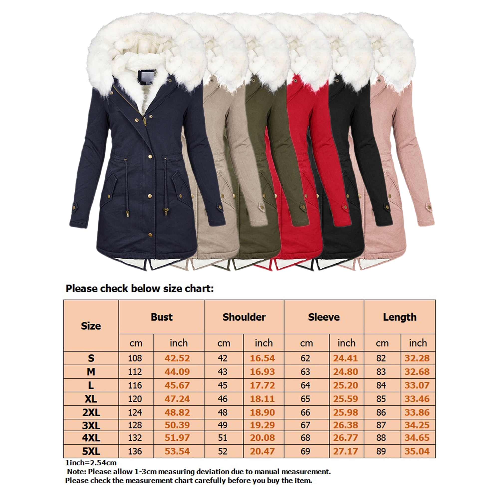 Innerwin Coat Long Sleeve Women Outwear Travel Solid Color Back Split Thickened Jacket Red XL