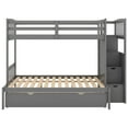 thumbnail image 3 of Harper & Bright Designs Stairway Bunk Beds with Trundle Twin Over Full/Twin with Storage Shelf Wood Bed Bedroom with Full-Length Guard Rail Easy Assembly, 3 of 13