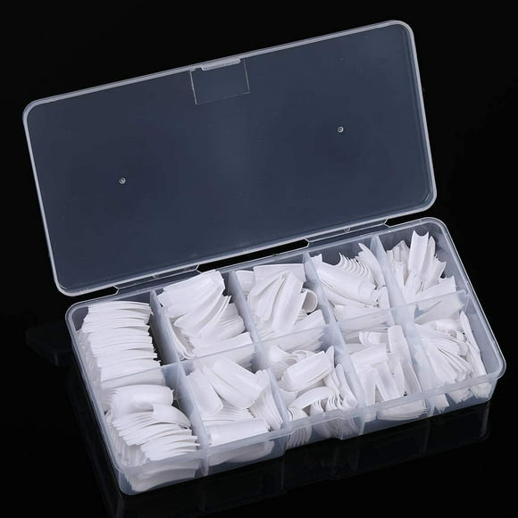 French False Nail Tips French Nail Art Tips 500pcs White French Acrylic Style Artificial False Nails Tips With Box (White)