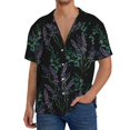 thumbnail image 1 of Fotbe Lavender Flowers Camisa Estampada de Manga Corta para Hombre, Casual de Verano, Estilo Playero, Sin Arrugas-3X-Large, 1 of 5