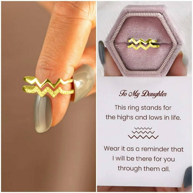 Up to 65% Off Gift My Daughter Ring Double Wave Ring, 1PC Adjusted Wave Ring Minimalist Ring Gift For Her (Include Cards And Box) Necklace Rings Earring Jewelry on Clearance